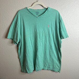 DG-34 Polo Ralph Lauren Mens XL Classic Fit Green V-Neck T-Shirt